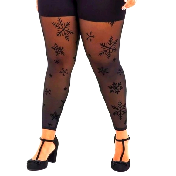 torrid Pants - ❤️NWT TORRID LEGGING MESH SNOWFLAKE BLACK PREMIUM LEGGING - PLUS SIZE